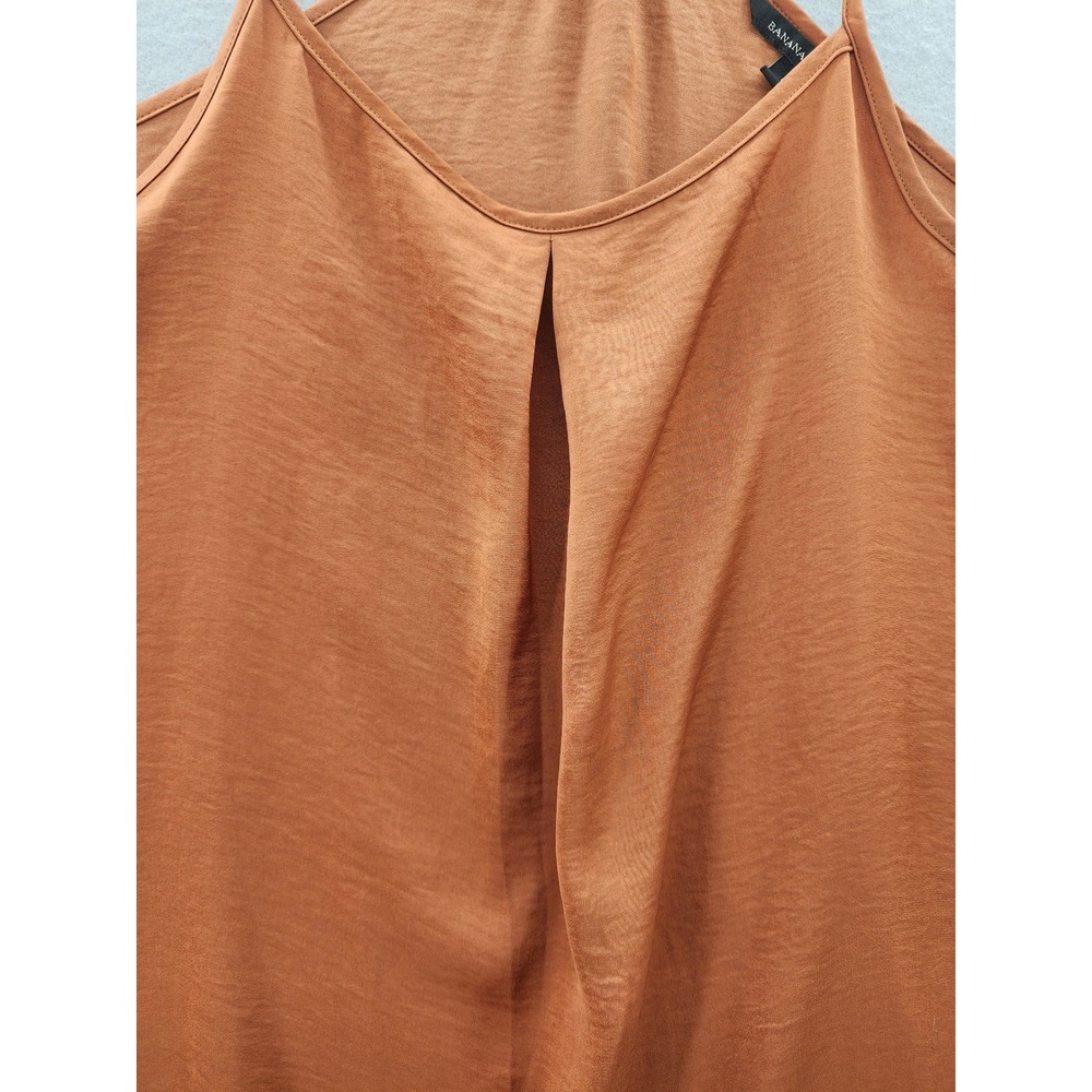 Banana Republic Rust Orange Pleated Racerback Camisole Tank Top Large Boho Chic - Picture 6 of 11